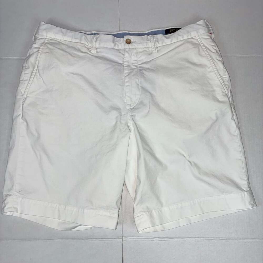 Polo Ralph Lauren The Bedford Heritage Flat Front White Chino Shorts Size 36